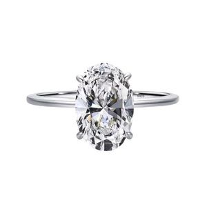 925 Sterling Silver Oval Clear Zirconia 3 Carat Engagement Wedding Ring